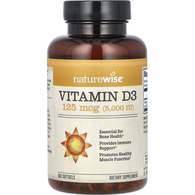NatureWise, Vitamine D3, 125mcg (5.000 IE), 360 zachte capsules