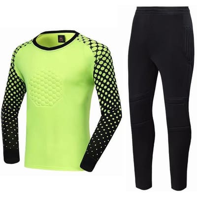 Ensemble d'uniforme de gardien de but de football pour enfants Gantry Haut Uniforme de football Uniforme de gardien de but Uniforme d'entraînement de football Maillot 2XL vert