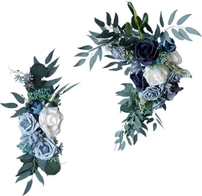 Bruiloft Bloemen Set - Kunstbloemen Decoratie - Bruiloft Versieren - Handgemaakt Zijde - 65x40cm en 45x20cm - Blauw