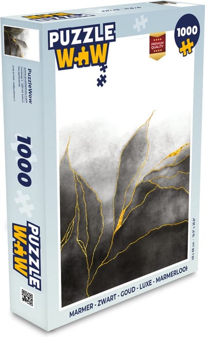 Puzzel Marmer - Zwart - Goud - Luxe - Marmerlook - Legpuzzel - Puzzel 1000 stukjes volwassenen