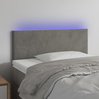 vidaXL - Hoofdbord - LED - 80x5x78/88 - cm - fluweel - lichtgrijs