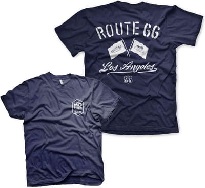 Route 66 Heren Tshirt -S- Los Angeles Blauw