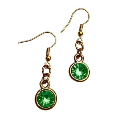 2 Love it Bling - Oorbellen - Lengte 4 cm - Stainless steel - Licht groen - Goudkleurig
