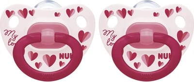 NUK Classic | My Love | siliconen fopspenen | 2st. set | roze- rood | 6-18 maanden