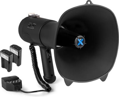 Vonyx MEG090 Megafoon set met 2x lithium-ion accu’s - 90W Megafoon met sirene en Bluetooth - Zwart