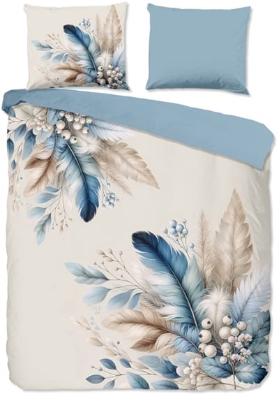 Pure dekbedovertrek veren - 1 persoons 140x200/220 cm - Blauw - Microvezel