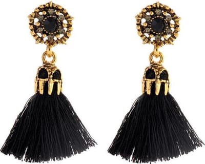 Fako Bijoux® - Oorbellen - Kwastjes Kristallo -  Zwart
