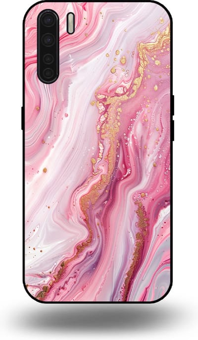 Smartphonica Telefoonhoesje geschikt voor OPPO A91 met marmer opdruk - TPU backcover case marble design - Roze geschikt voor Oppo A91
