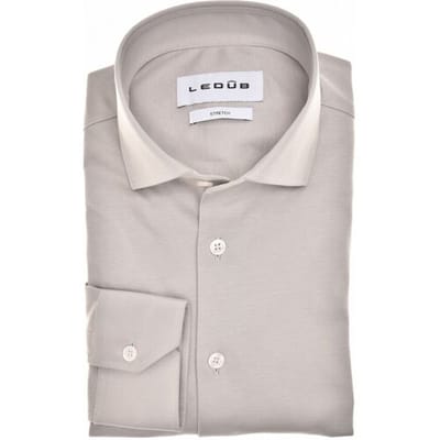 Ledûb Overhemd Uni Color Cotton Jersey Stretch Licht Grijs / male
