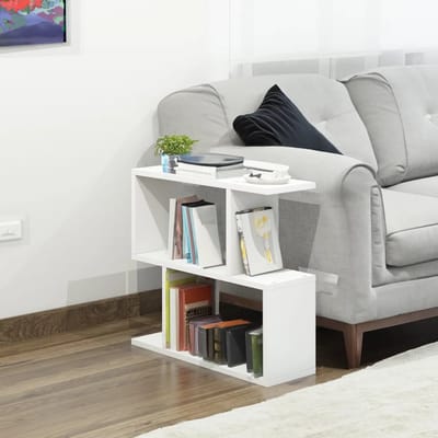 LUNOR® Terra - Tafel - Banktafel - Bijzettafel - Bijzet Tafel - Wit - 3 Vakken