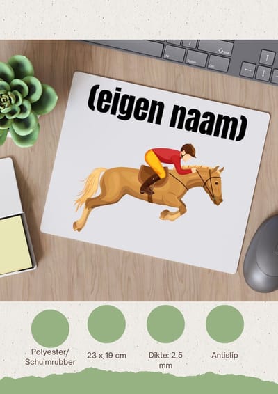 Akyol - paardrijden jockey Muismat - Paarden - paarden/jockey liefhebbers - iemand die houdt van paarden of jockey - verjaardag - cadeau - kado - 23 bij 19 cm