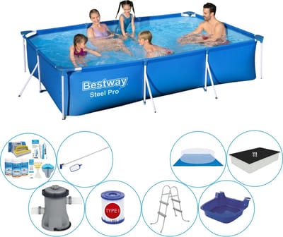 Steel Pro Rechthoekig 300x201x66 cm - Deluxe Zwembad Deal