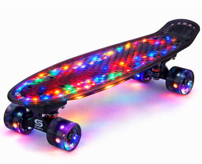 Suotu Skateboard met LED Lichtgevend Dek & Wielen - ABEC-9 - Tot 50 kg - Skateboard Meisjes/jongens - Skateboard Volwassenen -Flitszwart
