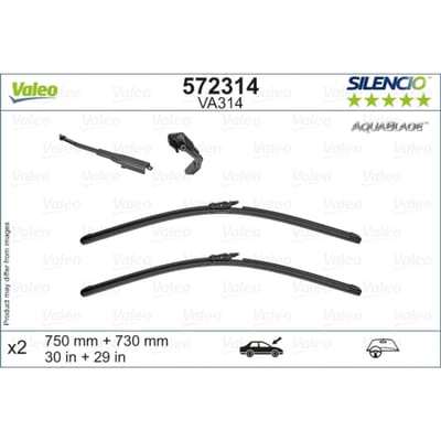 Wisserblad VALEO Silencio AquaBlade 572314, 750/730mm, Voor, 2 Stuk