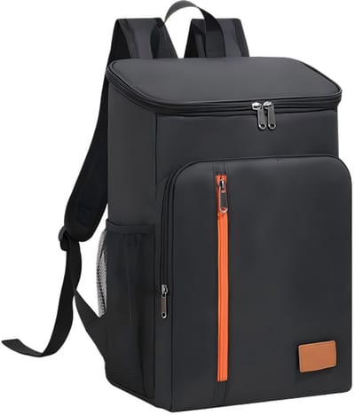 Kleine geïsoleerde rugzak – 20 L inhoud – Houdt de inhoud tot 12 uur lang warm of koud – Waterdichte rugzak met koelvak – Ideaal voor picknicks, kantoor, school, bouwplaatsen, kamperen en meer – zwart