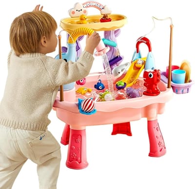Watertafel met pomp - Waterspeelgoed buiten - Zomerse waterpret - Automatische waterpomp - 45 x 15 x 33 cm - Roze