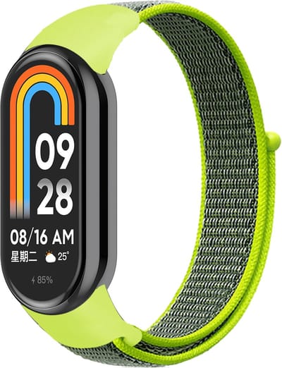 By Qubix - Sport loop nylon bandje - Neon groen - Geschikt voor Xiaomi Smart Band 8 / 9 / 10