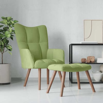vidaXL - Relaxstoel - met - voetenbank - fluweel - lichtgroen