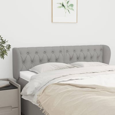 vidaXL - Hoofdbord - met - randen - 163x23x78/88 - cm - stof - lichtgrijs