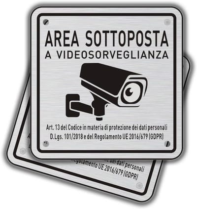 Bewakingsborden Aluminium - Camera Waarschuwingsbord - Privacy Beveiligen - DSGVO Conform - 10x10cm - Grijs