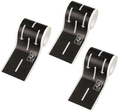 SnelShoppen - 3 Rollen Washi Tape - DIY Weg Tape Zwart voor Speelgoedauto's - Zelfklevende Straten Tape 5cm x 5m - Creatief Knutselen voor Kinderen
