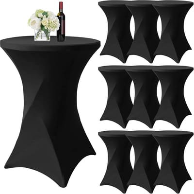 Statafelhoezen Set - Bistrotafelhoezen - Feestelijke Decoratie - Rekbare Spandex Stof - 10 Stuks 80x110cm - Klassiek Zwart
