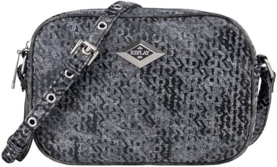 REPLAY schoudertas Crossbody Bag Washed Black + Black donkergrijs