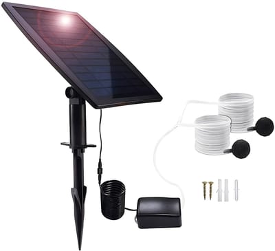 Dailygoods- Luchtpomp 2.5W Zonne-energie - Watercirculatie - Tuin - Vijver - Accu - 21.5 x 17.5 x 7 cm - Waterpomp