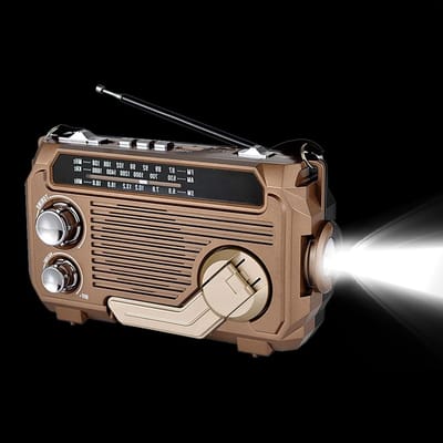 Noodradio - Oplaadbare Radio - Buitenleven - Hand Crank Opladen - 18 cm - Zwart