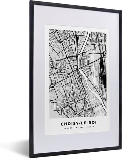 Fotolijst incl. Poster - Choisy-le-Roi - Plattegrond - Frankrijk - Kaart - Stadskaart - 40x60 cm - Posterlijst