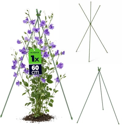 KADAX Kegelvormige plantensteun 60 cm, stalen tomatenstok, rankhulp voor bloemen, driehoekige houder, groen, tuin, 1 st.