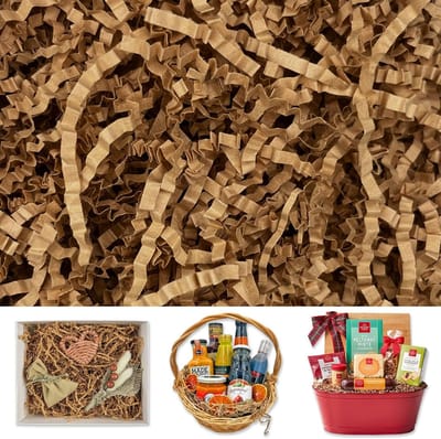 Papieren Vulling - Geraspte Snippers - Cadeau Decoratie - Lichtgewicht Materiaal - 2LB Pakket - Kraft Bruin