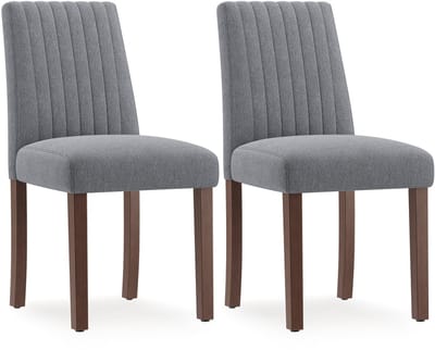 COLAMY Eetkamerstoelen Set van 2 - Dik zitkussen - Stoffen stoelen - Houten poten - Ergonomische hoge rugleuning - Donkergrijs