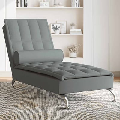vidaXL - Massage - chaise - longue - met - bolster - stof - donkergrijs