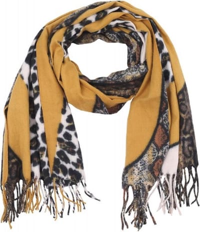 Warme dames sjaal panterprint luipaard - leopard - luipard - Geel/Bruin/Wit