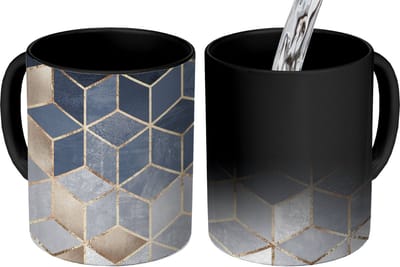 Magische Mok - Foto op Warmte Mokken - Koffiemok - Kubus - Goud - Luxe - Patronen - Magic Mok - Beker - 350 ML - Theemok