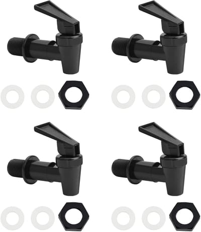 Universele Waterdispenser Kraan Vervangingen - 4 Stuks Push Type Taps voor Warm en Koud Water, Geschikt voor Bier, Wijn, Sap en Emmers, Zwart en Wit