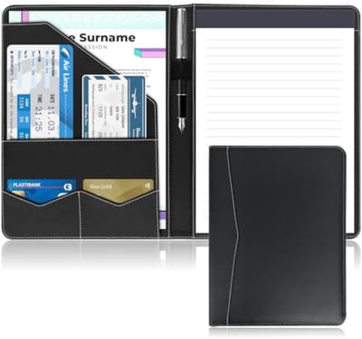 Documentenmap A4, waterafstotend kunstleer, met vakken voor telefoon en kaarten, zwart