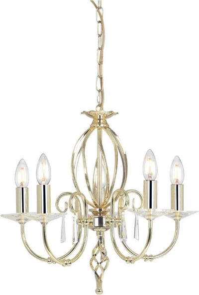 Elstead Lighting LED Kroonluchter | 5X E14 Max 60W | Dimbaar | Polished Brass