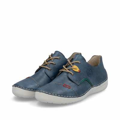Rieker dames veterschoenen lage schoenen zakelijke schoenen leren schoenen 52528-14 blauw