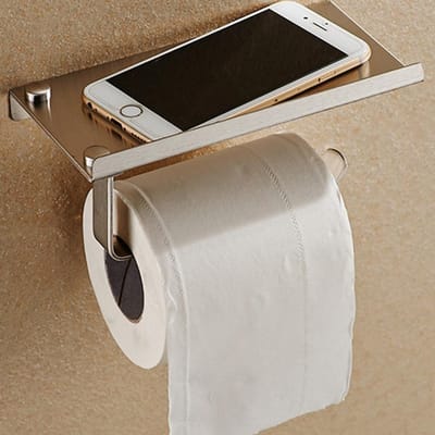 Roestvrijstalen badkamerpapiertelefoonhouder met plank Badkamer Mobiele telefoons Handdoekenrek Toiletrolhouder Tissueboxen
