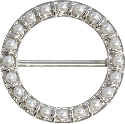 Fako Bijoux - Sjaalklem - Sjaal Klem - Sjaal Ring - Ring Met Parels - 37mm - Zilverkleurig