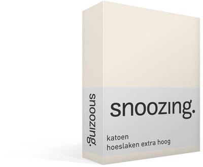 Snoozing - Katoen - Extra Hoog - Hoeslaken - Eenpersoons - 70x200 cm - Ivoor