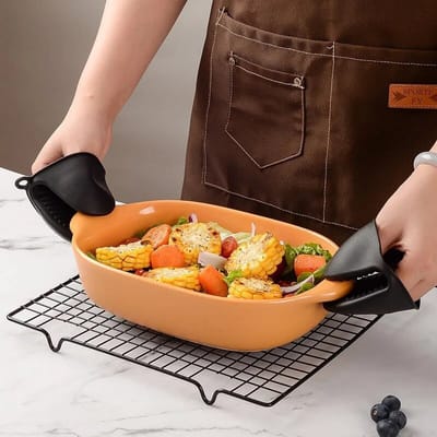 Waledano® Zwart Siliconen Ovenwanten - Warmtebestendig - Keukenhandschoen - Pannenlappen - Hittebestendige Pannenlappen - Ovenknijphandschoenen - 2 Stuks