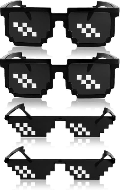 Pixel zonnebril unisex - 4 stuks - UV-bescherming - grappige feestaccessoires voor cosplay - SnelShoppen