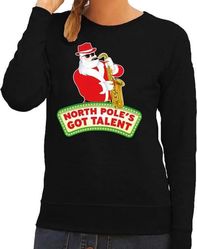 Foute kersttrui / sweater dames - zwart - North Poles Got Talent XS
