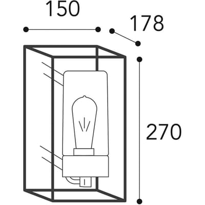 Moretti Luce Buitenwandlamp Cubic³ 3365 messing antiek/helder