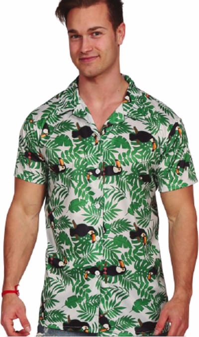 Fiestas Guirca - Hawaii Aloha Shirt Palmbladeren Groen - M - Carnavalskleding - Carnaval - carnavalskleding 2027 - Carnaval kostuum
