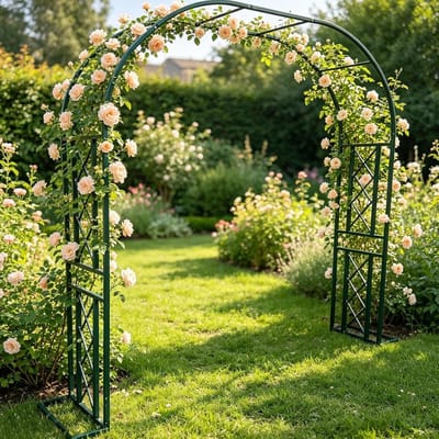 Metalen Rozenboog - Tuinboog Klimplant - Decoratie Tuinfeest - Verdikte Vierkante Buizen - 300x40x230cm - Groen
