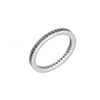 Zilveren dames ring eternity - Eternity Ring met Zwarte Zirkonia - Dames Ring met Zirkonia - Amona Jewelry